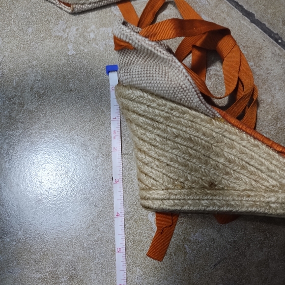 Montego Bay Club Leg Strap Beaded & Embroidered Pearl Wedges Espadrilles Size 8 - Picture 7 of 8